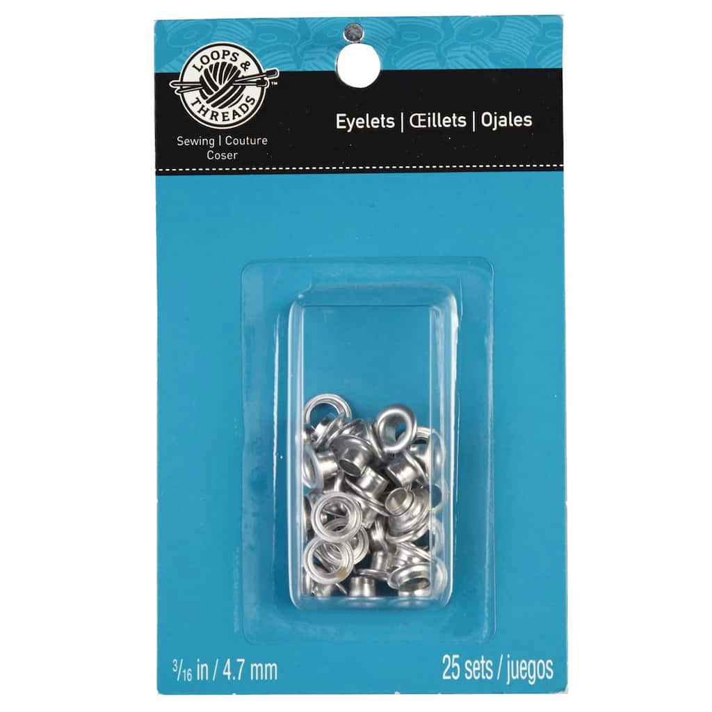 Promo 😀 12 Packs: 25 ct. (300 total) 3/16" Silver Eyelets by Loops & Threads™ 🌟 1 Promo 😀 12 Packs: 25 ct. (300 total) 3/16" Silver Eyelets by Loops & Threads™ 🌟
