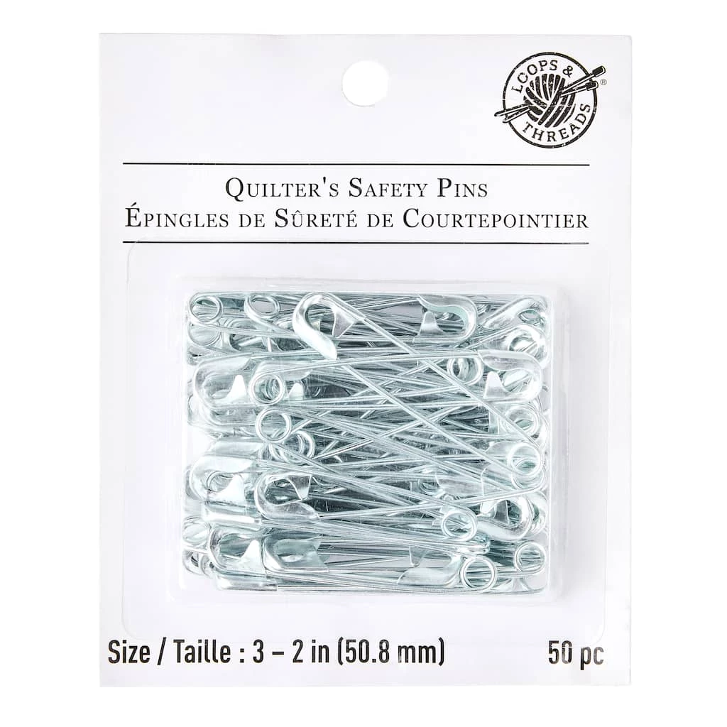 Outlet âœ”ï¸ Loops & Threads™ Quilter's Safety Pins, Silver, 2" 💯 1 Outlet âœ”ï¸ Loops & Threads™ Quilter's Safety Pins, Silver, 2" 💯