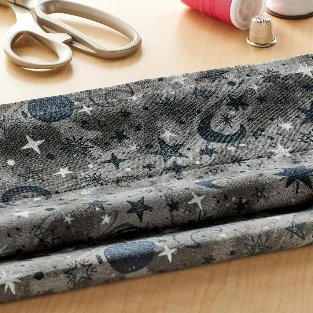 Cheapest 🧨 Gray Night Sky Cotton Fabric by Loops & Threads™ 😉 2 Cheapest 🧨 Gray Night Sky Cotton Fabric by Loops & Threads™ 😉 - Image 2