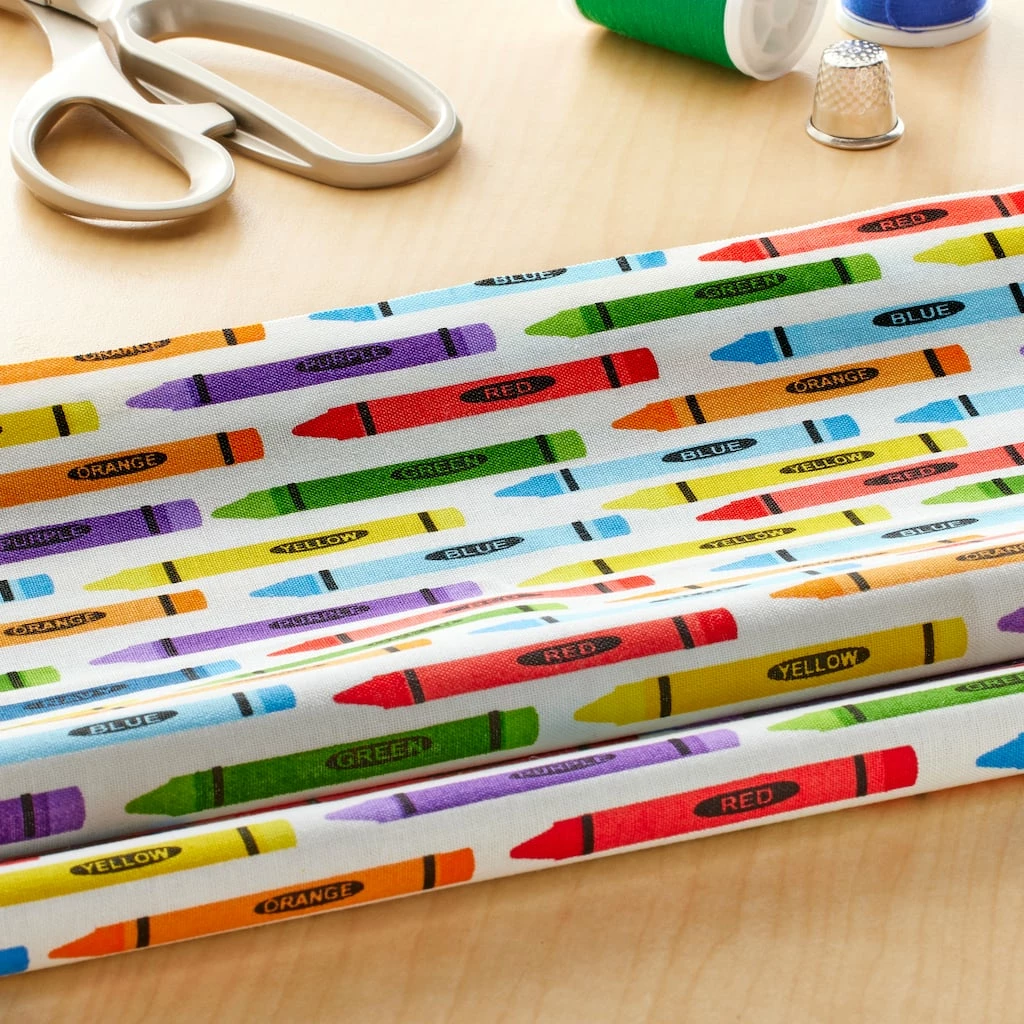 Cheap 😀 Multicolor Crayon Cotton Fabric by Loops & Threads™ 👠2 Cheap 😀 Multicolor Crayon Cotton Fabric by Loops & Threads™ 👠- Image 2
