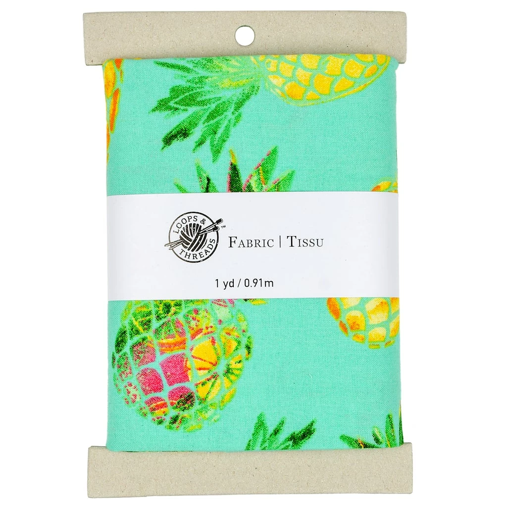 Promo 🤩 Turquoise Pineapple Cotton Fabric Bundle by Loops & Threads™ 🤩 1 Promo 🤩 Turquoise Pineapple Cotton Fabric Bundle by Loops & Threads™ 🤩