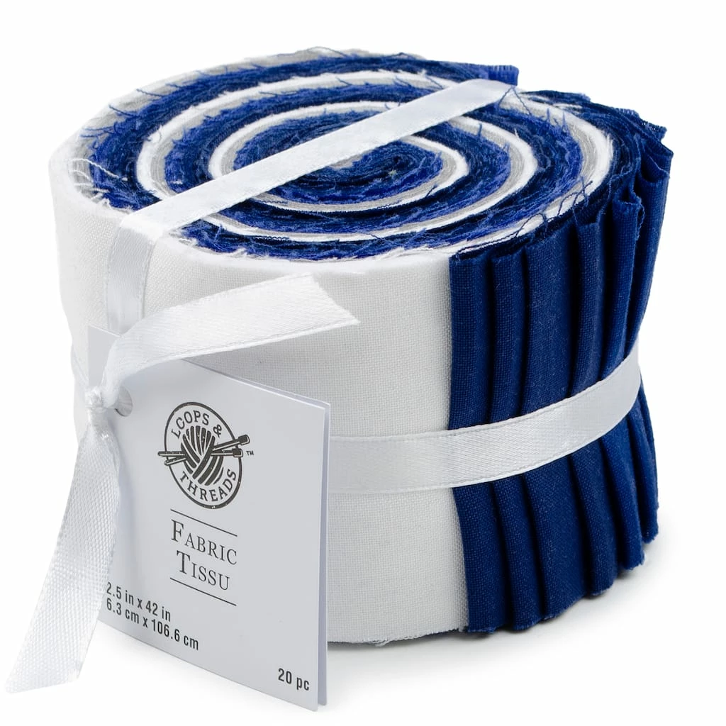 New 😠Blue & White Cotton Fabric Strips by Loops & Threads™ 💯 1 New 😠Blue & White Cotton Fabric Strips by Loops & Threads™ 💯