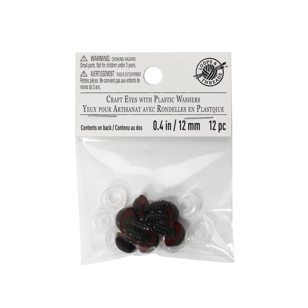 New â 12 Pack: 12mm Craft Eyes with Plastic Washers by Loops & Threads™ â 3 New â 12 Pack: 12mm Craft Eyes with Plastic Washers by Loops & Threads™ â - Image 3