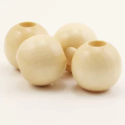 New ðŸ˜ Natural Wood Round Beads by Loops & Threads®, 32mm ðŸ‘ -Loops & Threads Store 10666684 2
