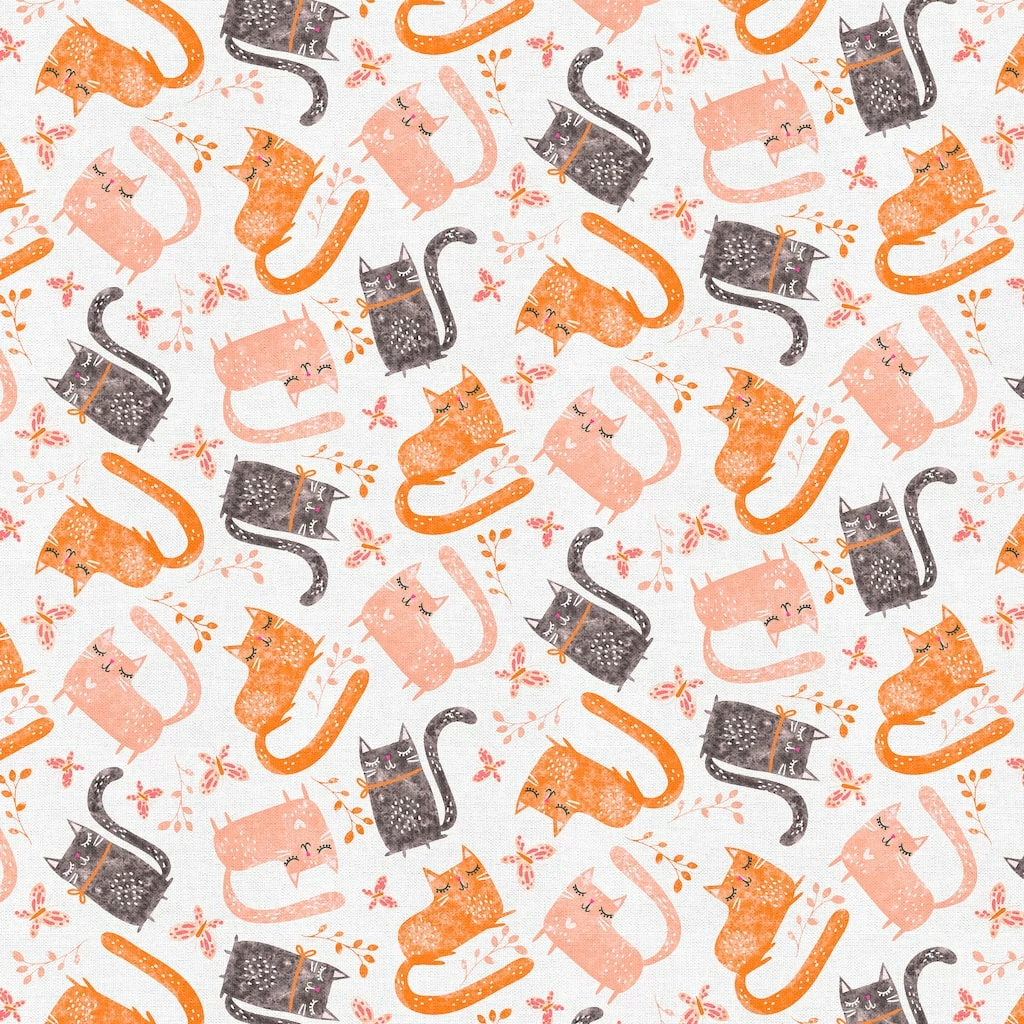 Best Sale 🥰 Coral Cats Cotton Fabric Bundle by Loops & Threads™ 🧨 2 Best Sale 🥰 Coral Cats Cotton Fabric Bundle by Loops & Threads™ 🧨 - Image 2